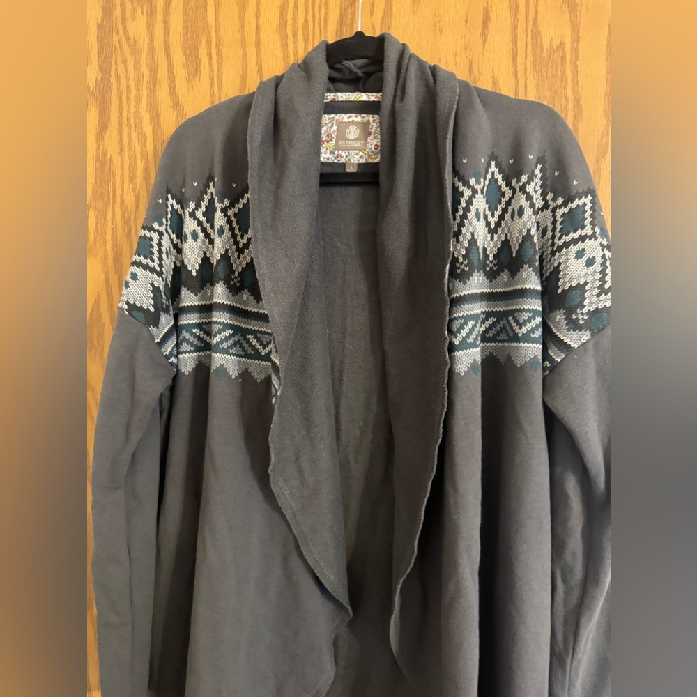 Woman’s Element Eden Swingy Cardigan.Geometric Design . Size Large Cozy, Comfort
